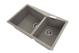 Navona CG2B 3322 Double Bowl Granite Sink 824 x 481 x 241mm Concrete Grey