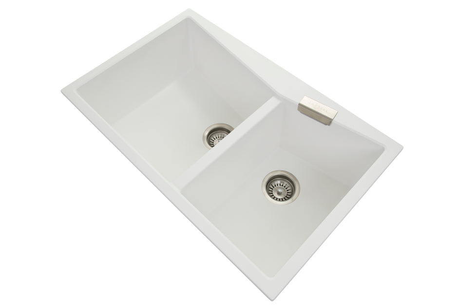 Navona CGDB3220 Double Bowl Granite Sink 800 x 500 x 220mm Snova White