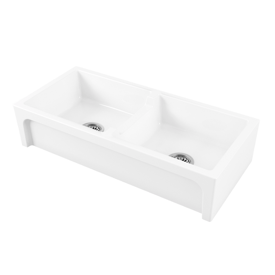 Chambord CHARLES Large Double Bowl Fireclay White