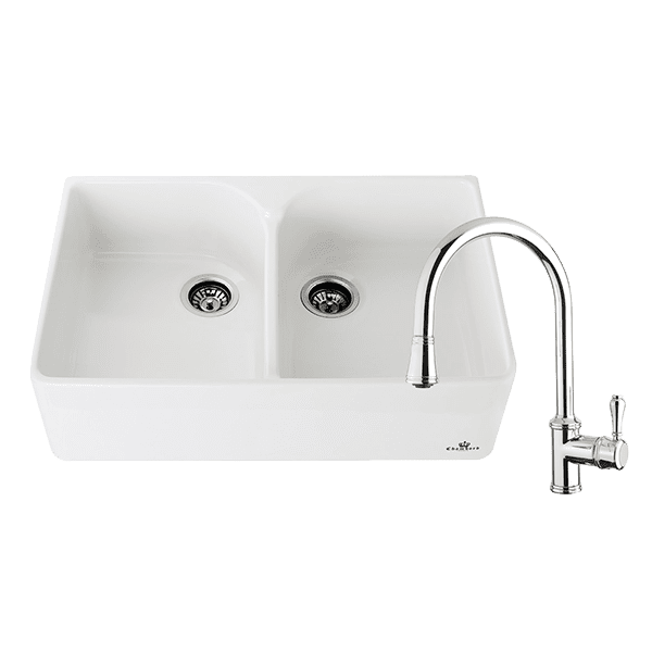 Chambord Clotaire Double Sink and 400674-LF Kitchen Mixer in Chrome