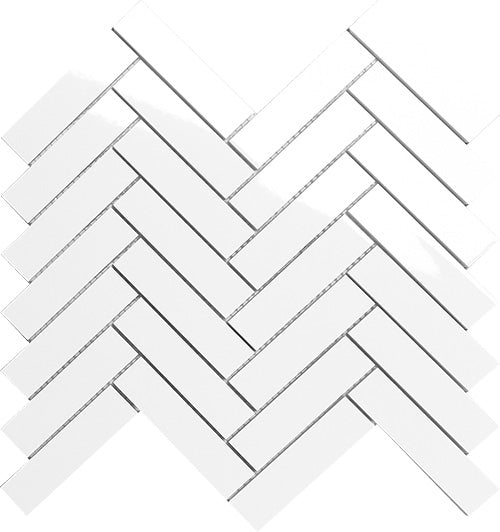 Polar Space White Herringbone Ceramic Mosaic tile