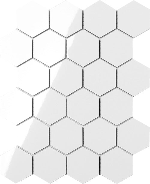 Polar Space White Hexagon Gloss Ceramic Mosaic tile