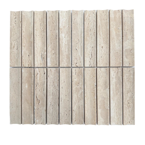Concave Rome Stack Honed Travertine Mosaic 145x15mm