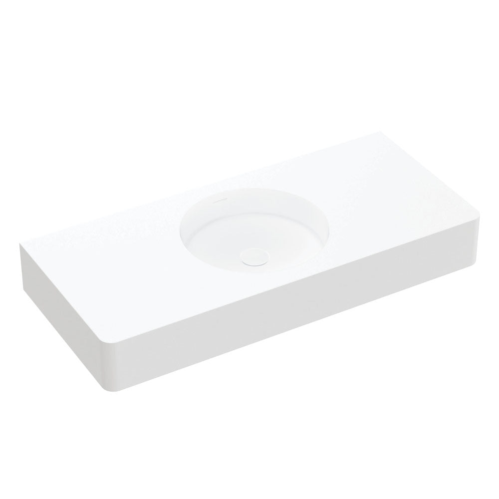 Encanto 1000 Solid Surface Wall Basin, Matte White in Matte White