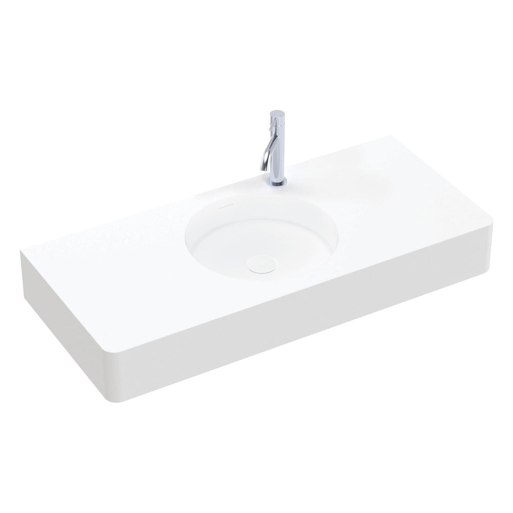 Encanto 1000 Solid Surface Wall Basin, Matte White in Matte White
