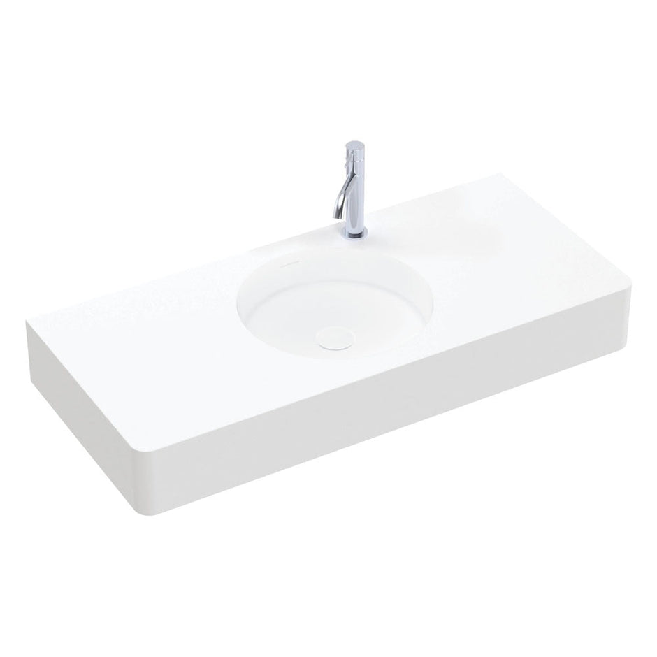 Encanto 1000 Solid Surface Wall Basin, Matte White in Matte White