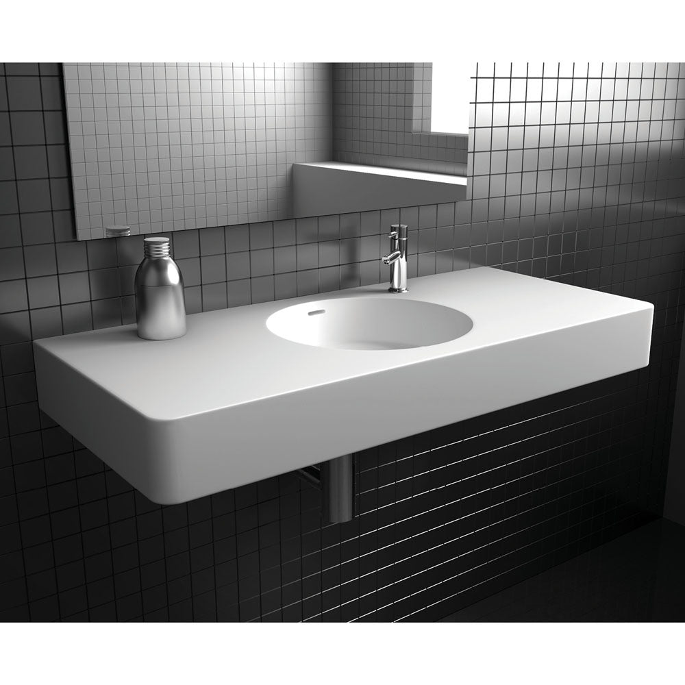 Encanto 1000 Solid Surface Wall Basin, Matte White