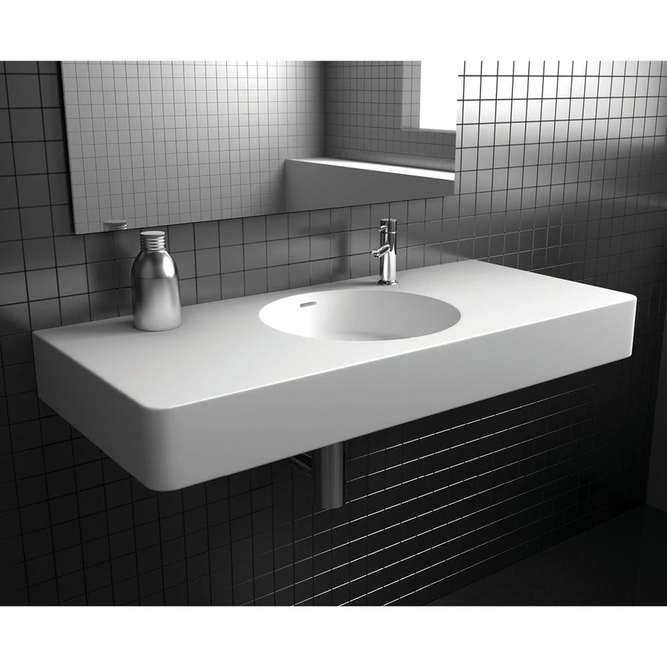 Encanto 1000 Solid Surface Wall Basin, Matte White
