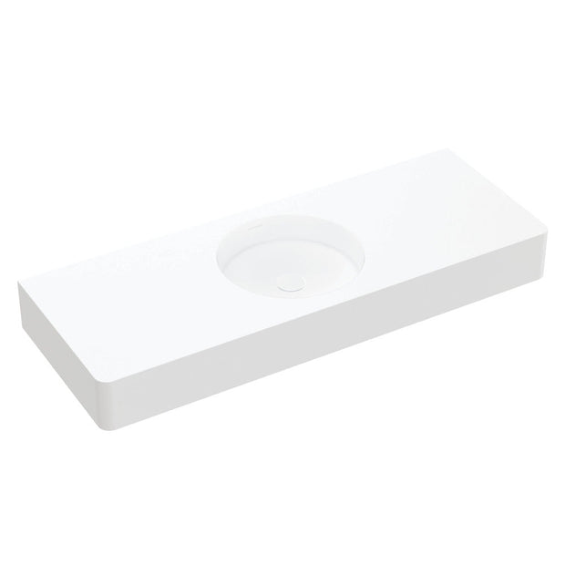 Fienza Encanto 1200 Solid Surface Wall Basin, Centre Bowl, Matte White wall hung vanity