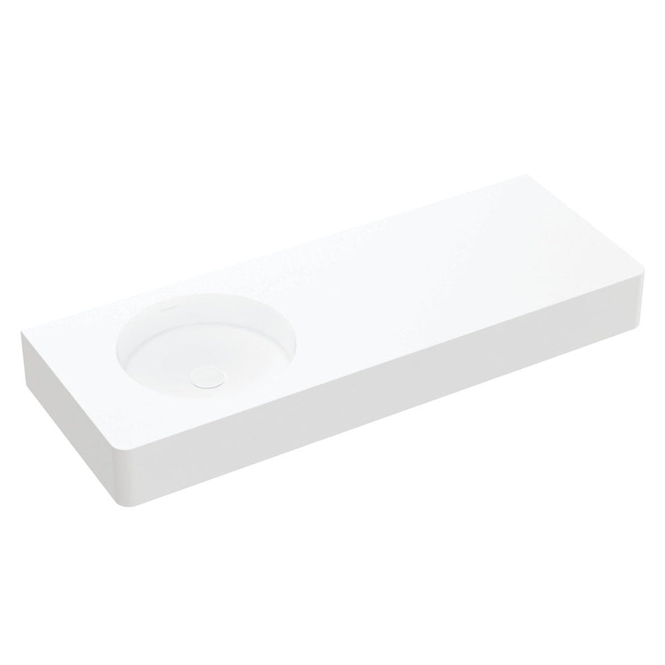 Encanto 1200 Solid Surface Wall Basin, Left-Hand Bowl, Matte White in Matte White