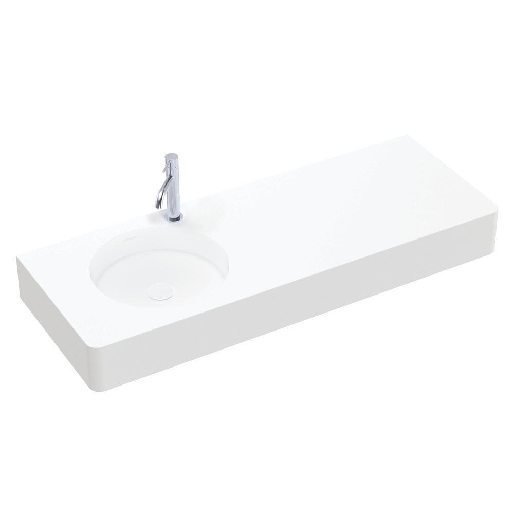 Encanto 1200 Solid Surface Wall Basin, Left-Hand Bowl, Matte White in Matte White