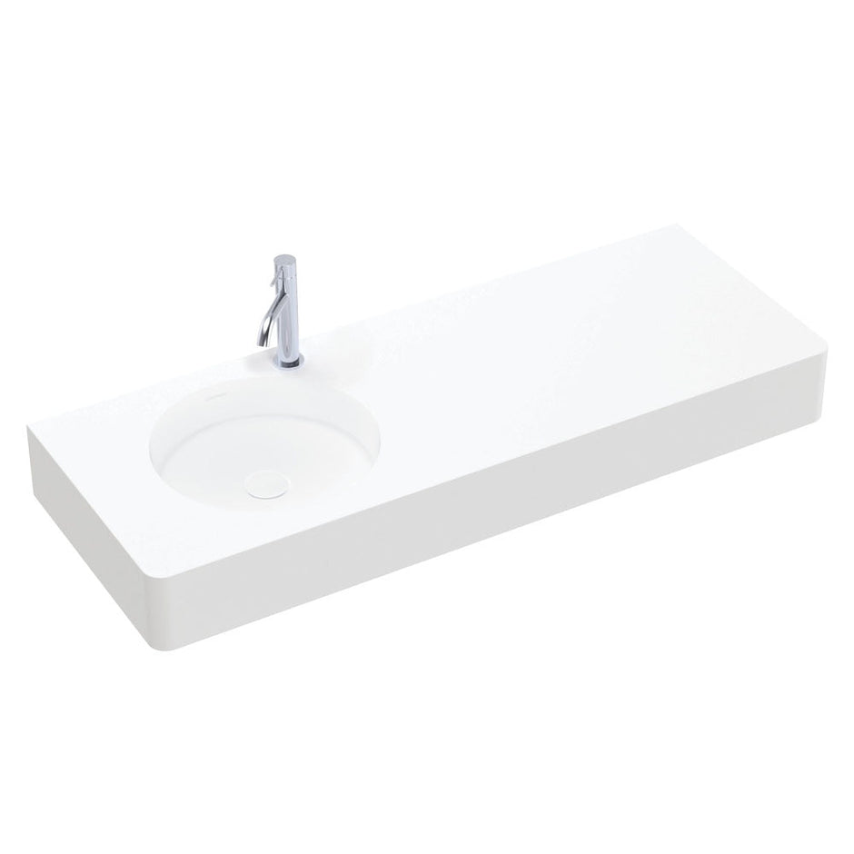 Encanto 1200 Solid Surface Wall Basin, Left-Hand Bowl, Matte White in Matte White