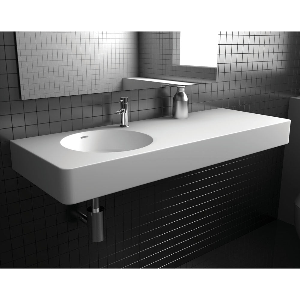Encanto 1200 Solid Surface Wall Basin, Left-Hand Bowl, Matte White