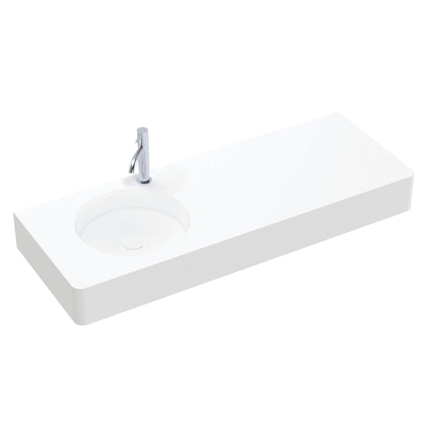 Fienza Encanto 1200 Solid Surface Wall Basin, Left-Hand Bowl, Matte White wall hung vanity