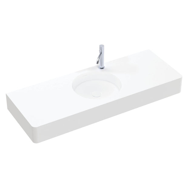 Fienza Encanto 1200 Solid Surface Wall Basin, Centre Bowl, Matte White wall hung vanity