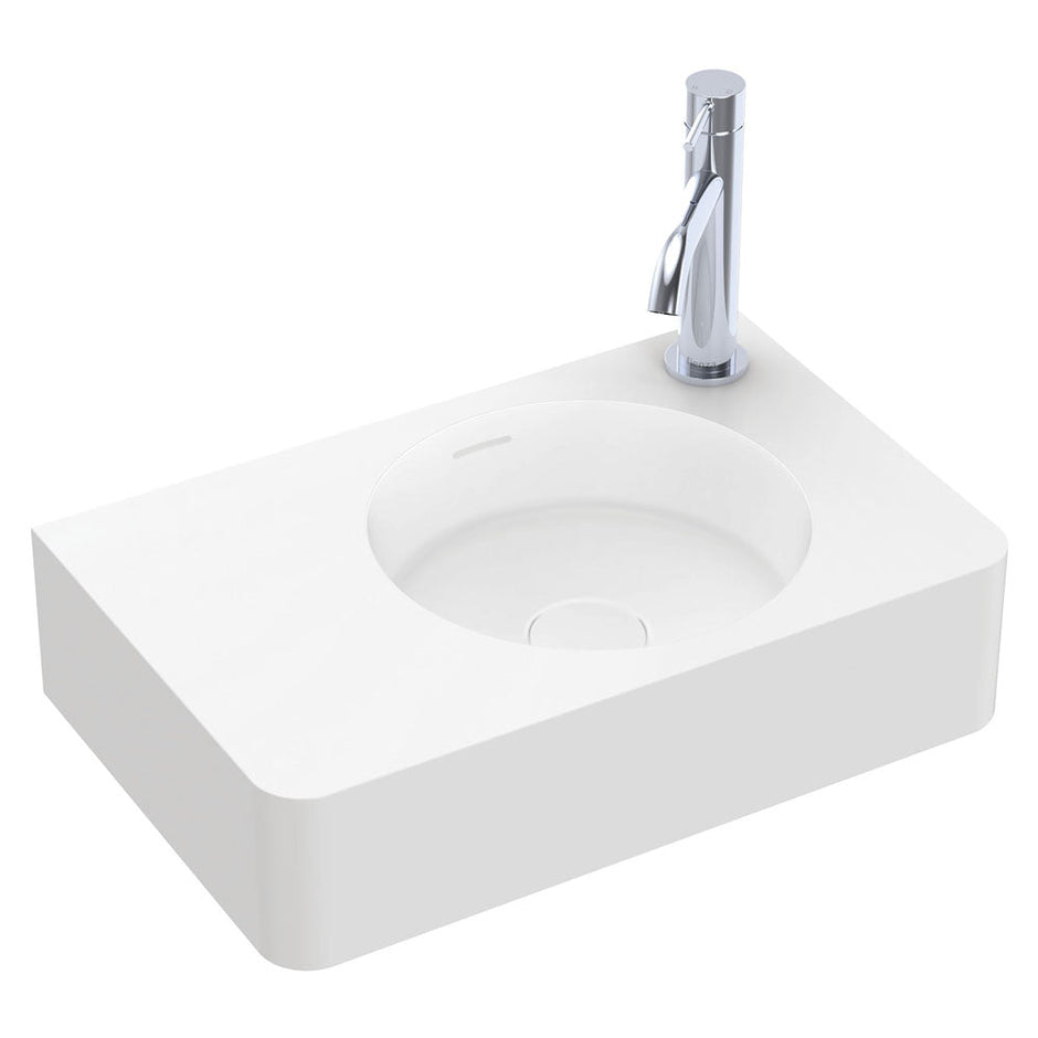 Encanto 470 Solid Surface Wall Basin, Matte White in Matte White