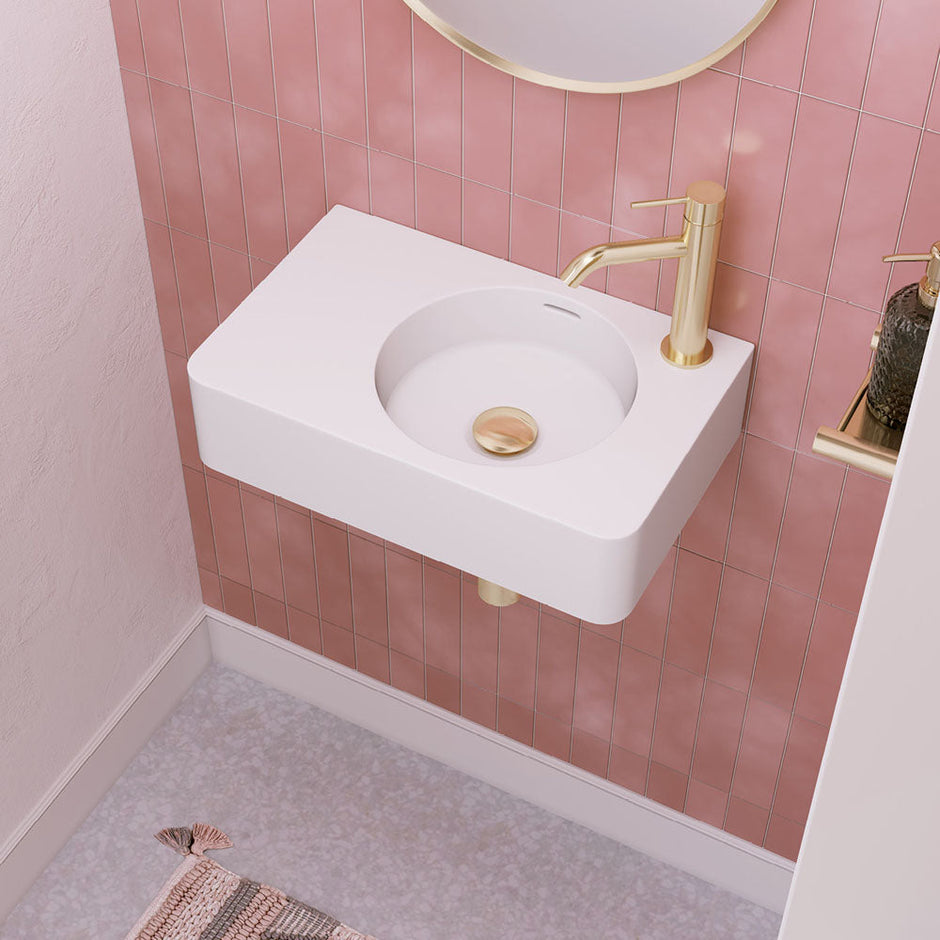 Encanto 470 Solid Surface Wall Basin, Matte White