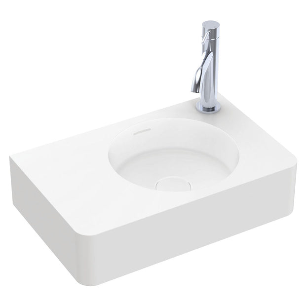 Fienza Encanto 470 Solid Surface Wall Basin, Matte White wall hung vanity