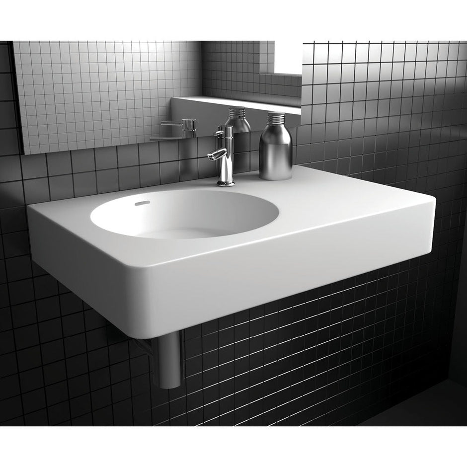 Fienza Encanto 700 Solid Surface Wall Basin, Matte White wall hung vanity