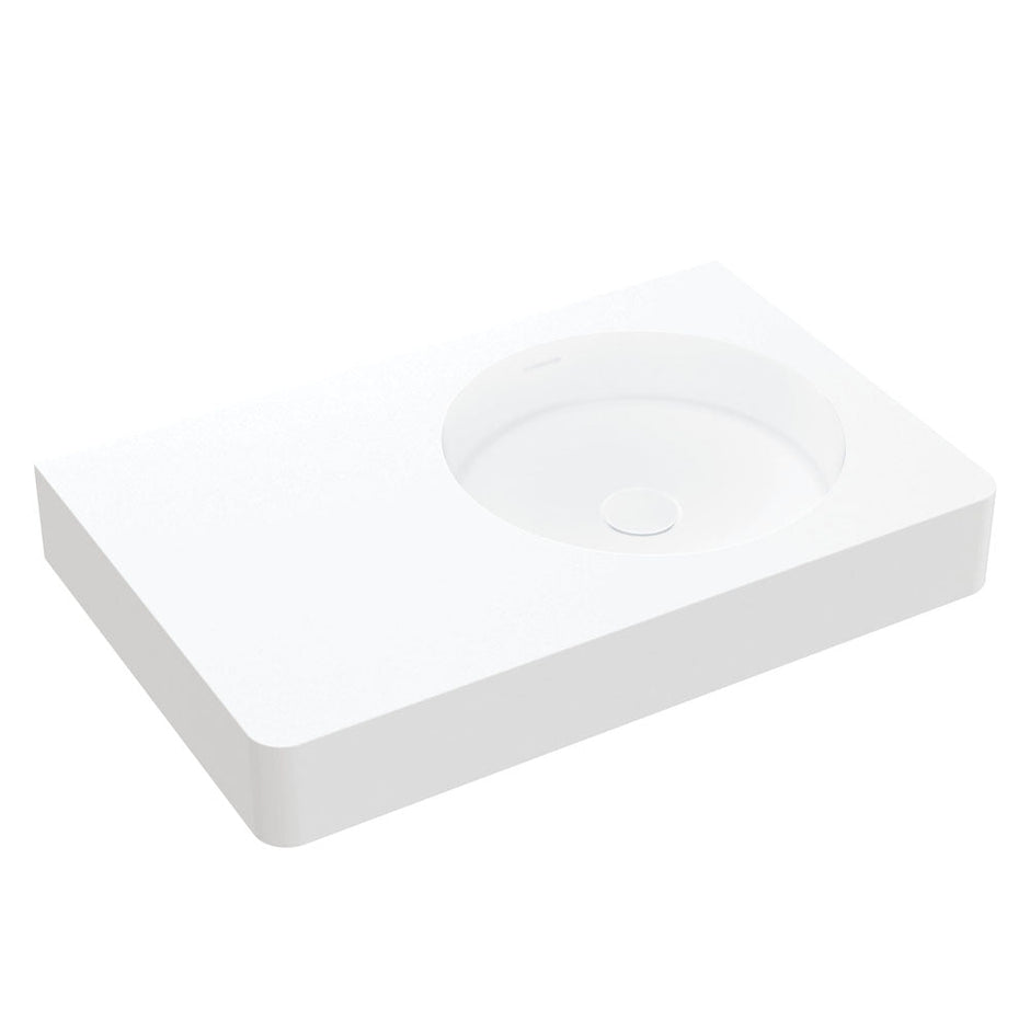 Fienza Encanto 700 Solid Surface Wall Basin, Matte White wall hung vanity