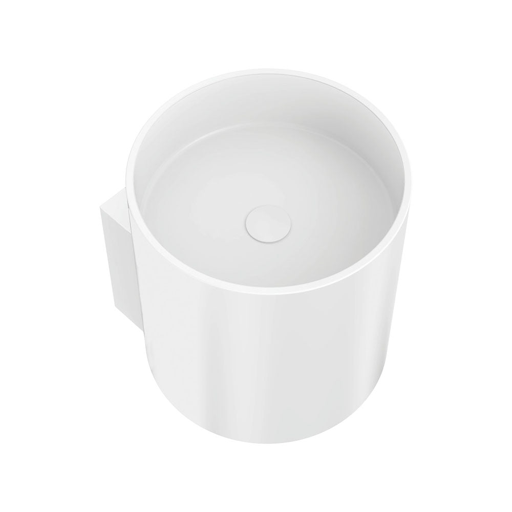 Livo Solid Surface Wall Basin, Matte White in Matte White