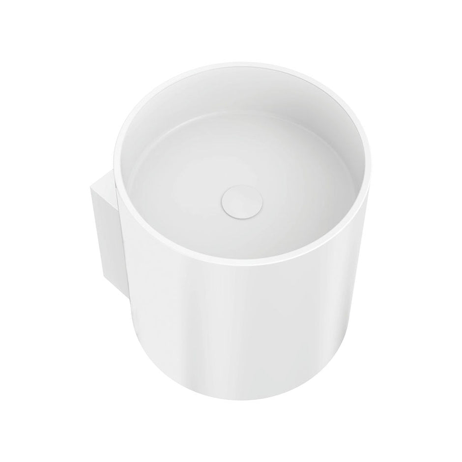Livo Solid Surface Wall Basin, Matte White in Matte White