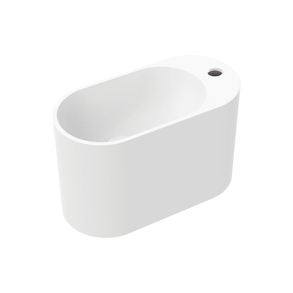 Fienza Ari Solid Surface Wall Basin, Matte White wall hung vanity