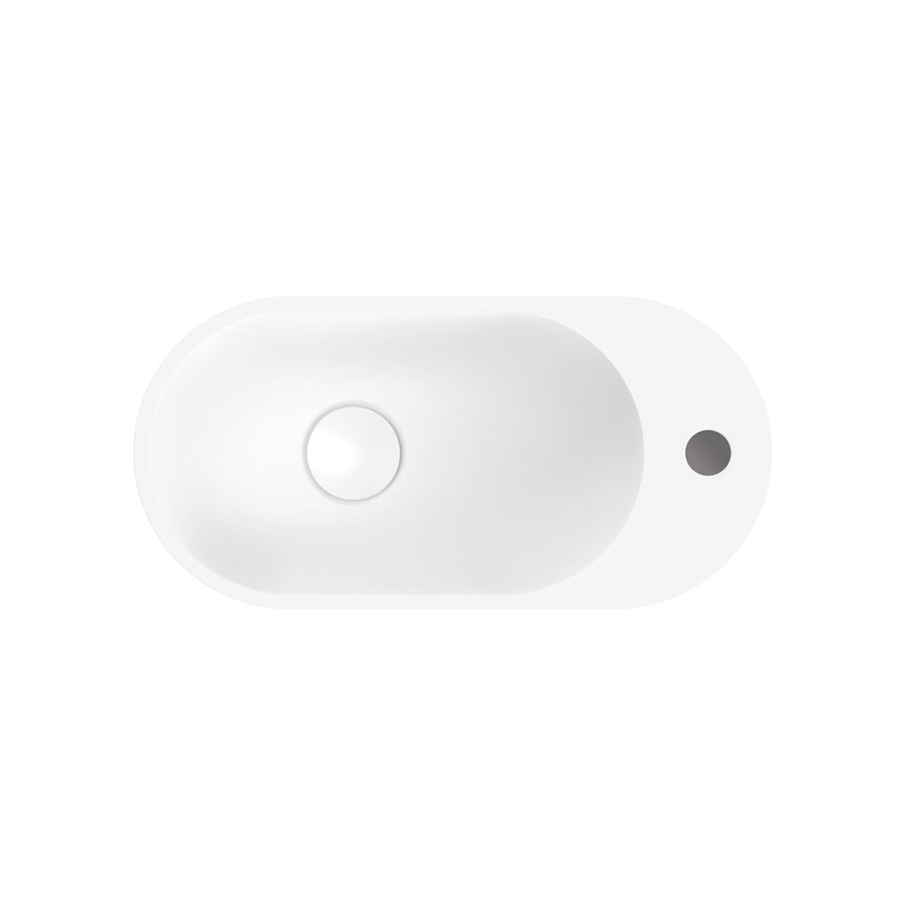 Fienza Ari Solid Surface Wall Basin, Matte White wall hung vanity