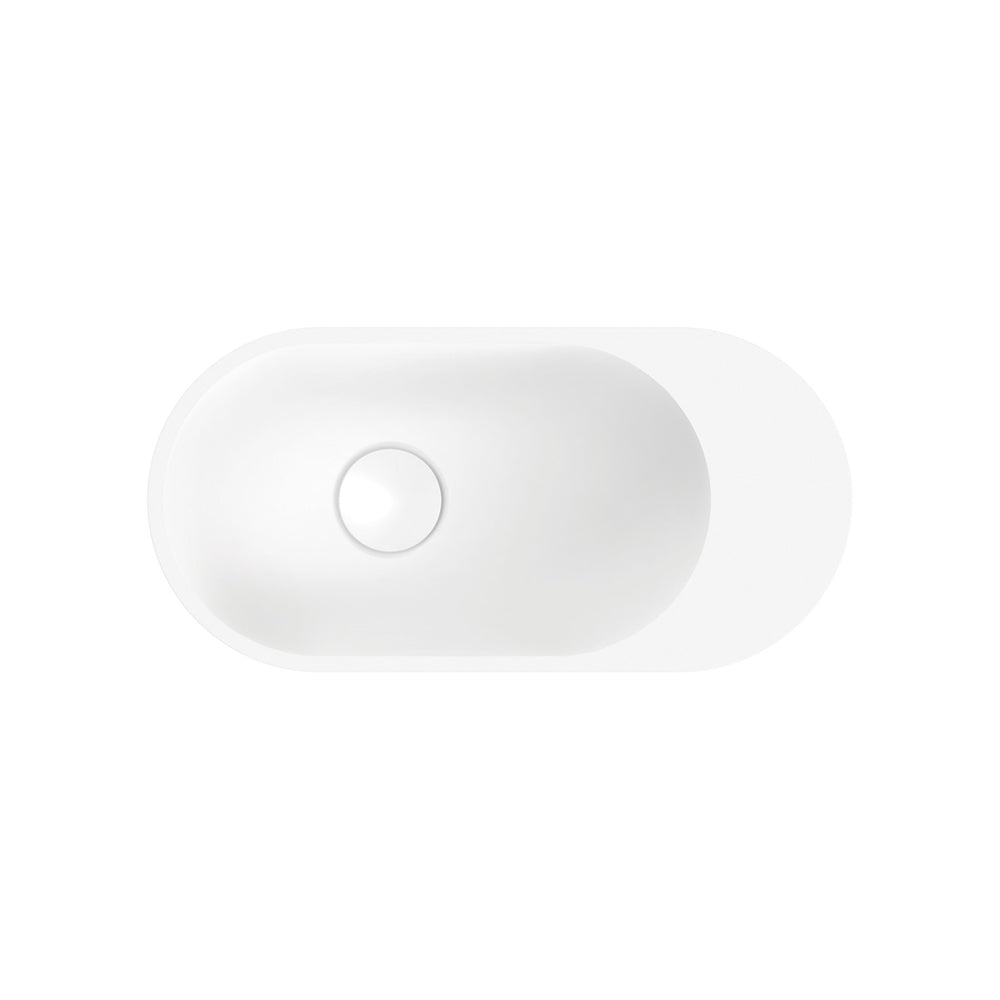 Fienza Ari Solid Surface Wall Basin, Matte White wall hung vanity