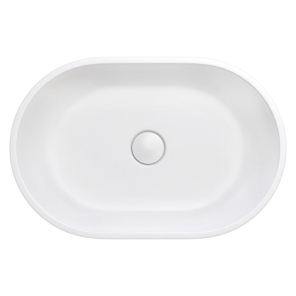 Nero Solid Surface Above Counter Basin, Matte White