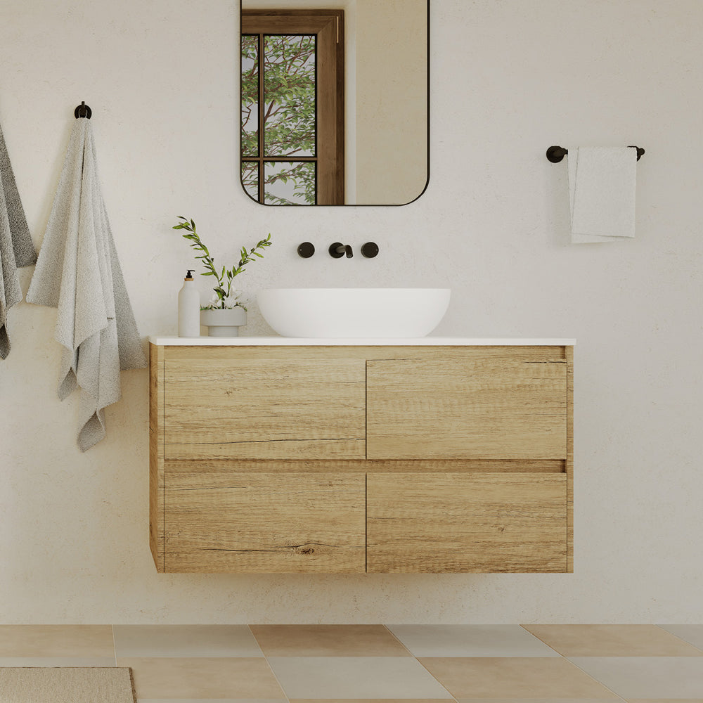 Nero Solid Surface Above Counter Basin, Matte White