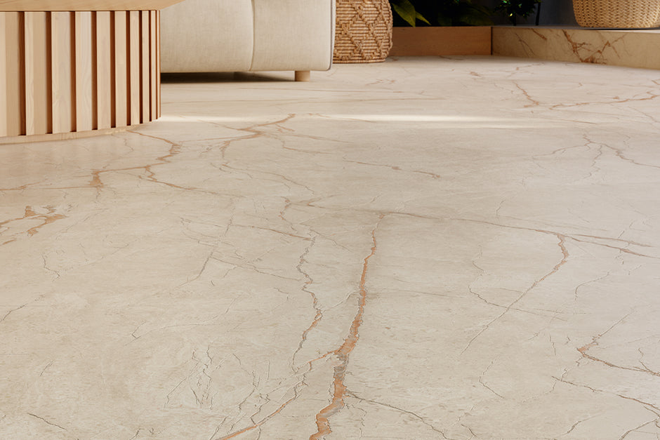 Noble Canela Roma Stone Porcelain Tiles in a room setting