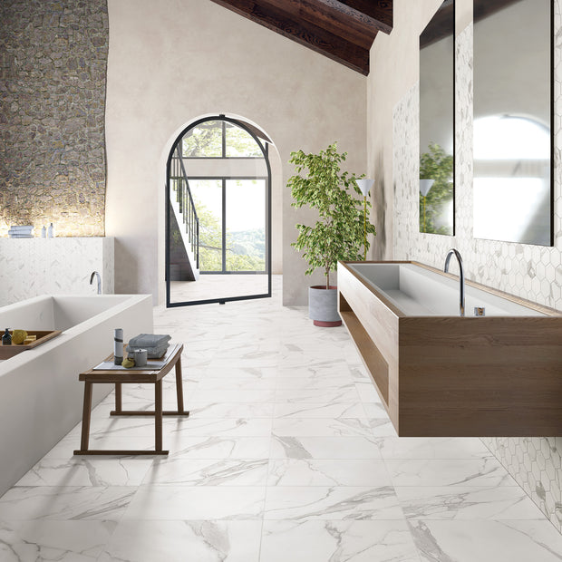 Charme Platino 3D Porcelain Tiles in a room setting