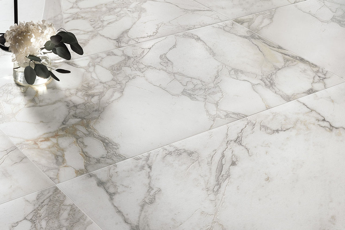 Charme Nickel 3D Porcelain Tiles in a room setting