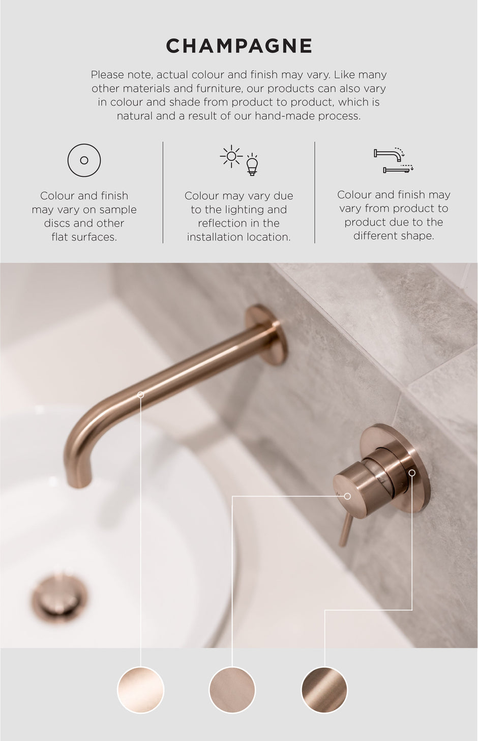 Round Wall Mixer Pinless Handle Trim Kit (In-wall Body Not Included) - Champagne
