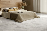 Cometal Zink Metallic Look Porcelain Tiles in a room setting