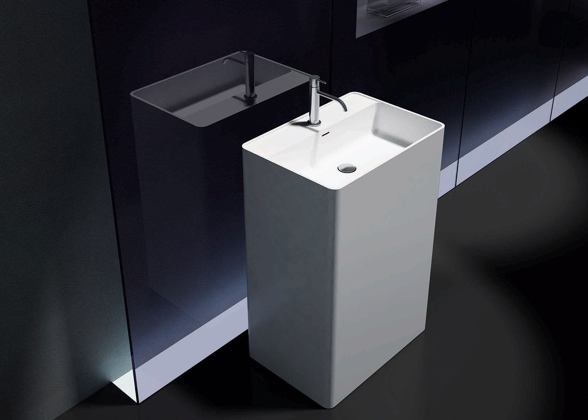Pietra Bianca Cube Freestanding Pedestal Basin