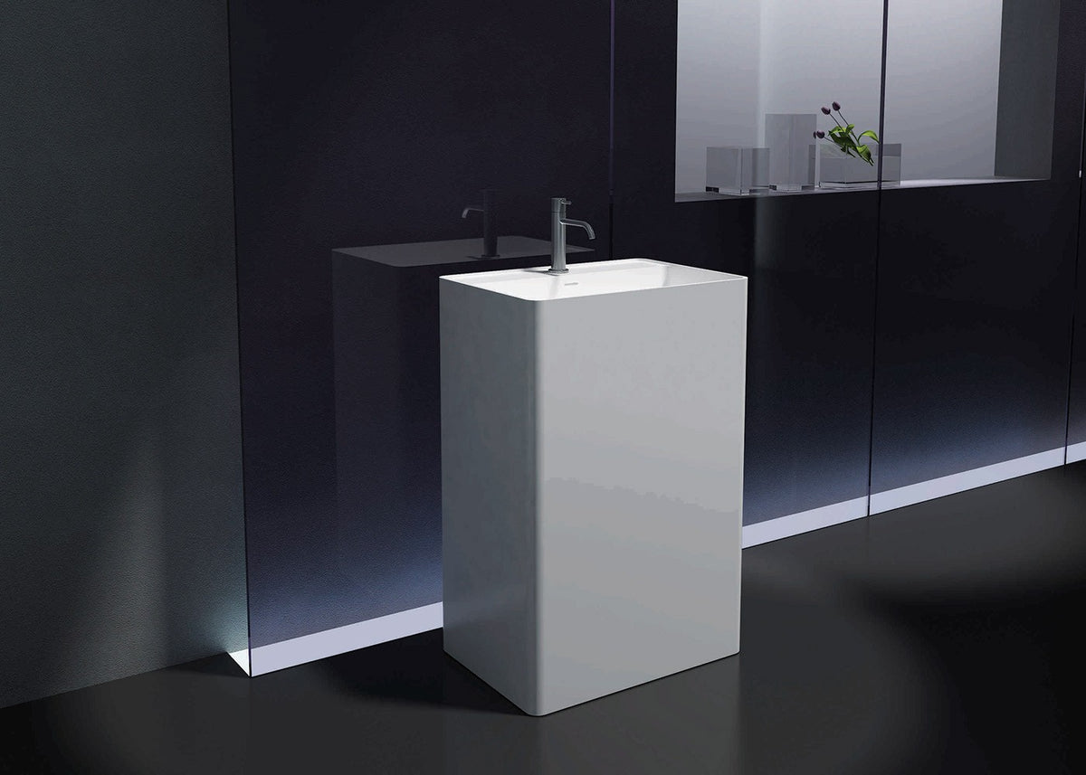 Pietra Bianca Cube Freestanding Pedestal Basin