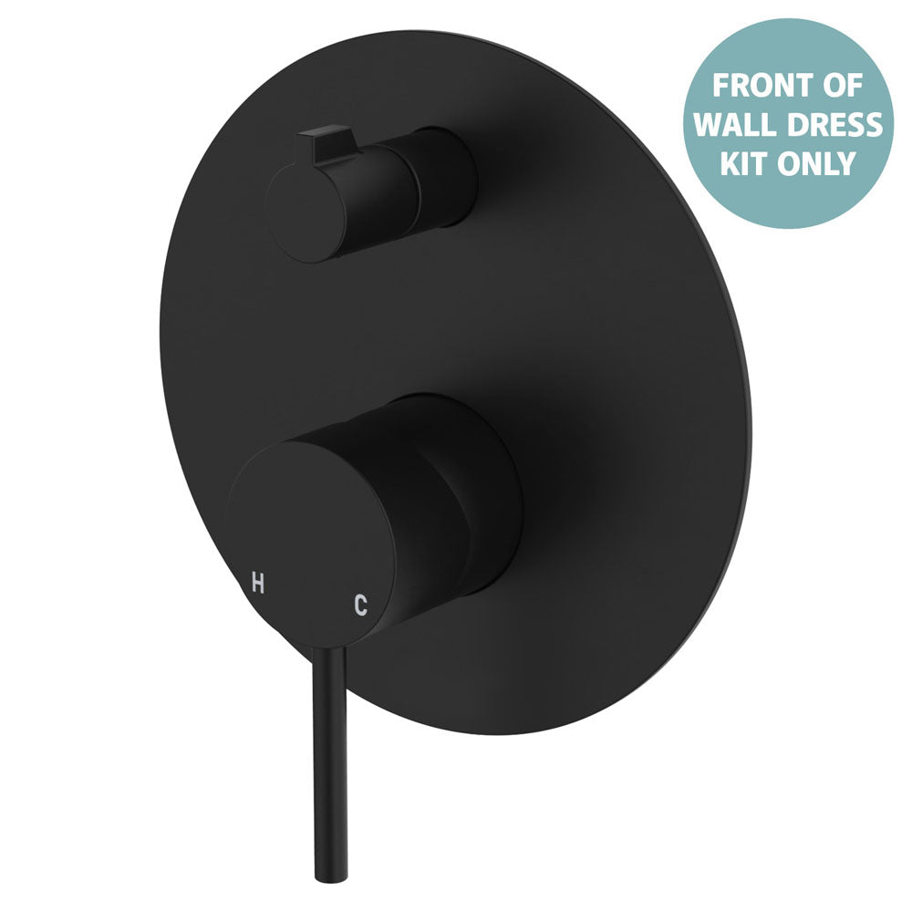 Kaya Wall Diverter Mixer Dress Kit, Large Round Plate - Trim Kit Only in Matte Black
