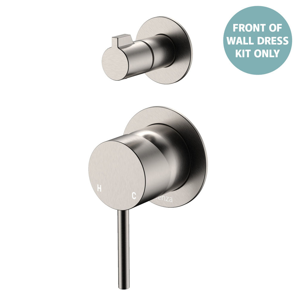 Kaya Wall Diverter Mixer Dress Kit, Small Round Plates - Trim Kit Only in Brushed Nickel