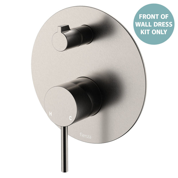 Kaya Wall Diverter Mixer Dress Kit, Large Round Plate - Trim Kit Only in Brushed Nickel