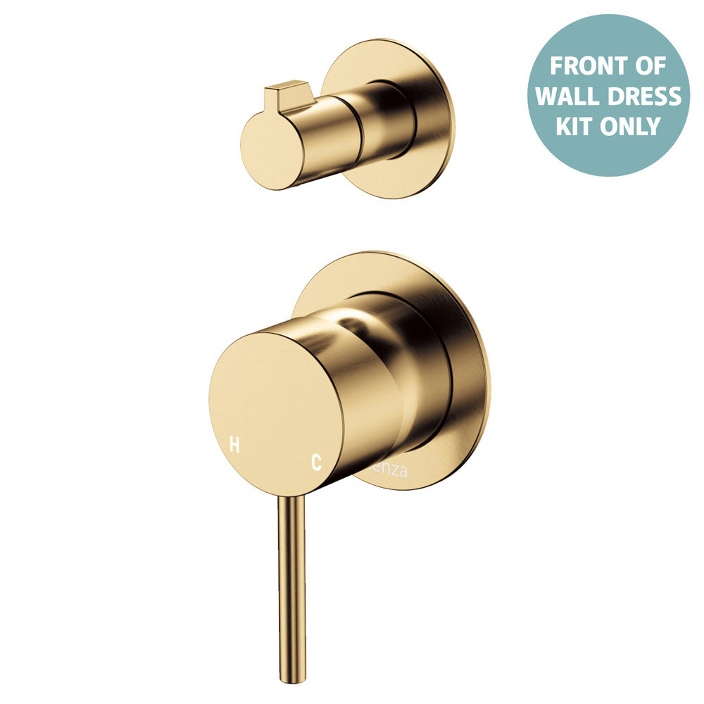 Kaya Wall Diverter Mixer Dress Kit, Small Round Plates - Trim Kit Only in Urban Brass