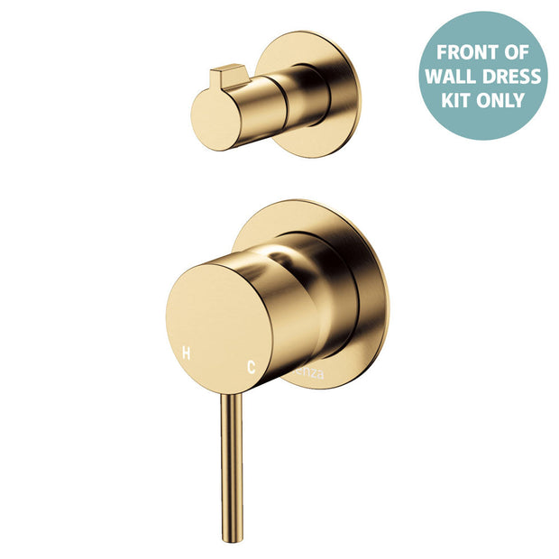 Kaya Wall Diverter Mixer Dress Kit, Small Round Plates - Trim Kit Only in Urban Brass