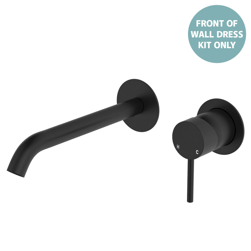Kaya Basin/Bath Wall Mixer Dress Kit, Round Plates, 200mm Outlet - Trim Kit Only in Matte Black
