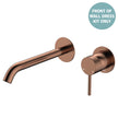Kaya Basin/Bath Wall Mixer Dress Kit, Round Plates, 200mm Outlet - Trim Kit Only in Brushed Copper