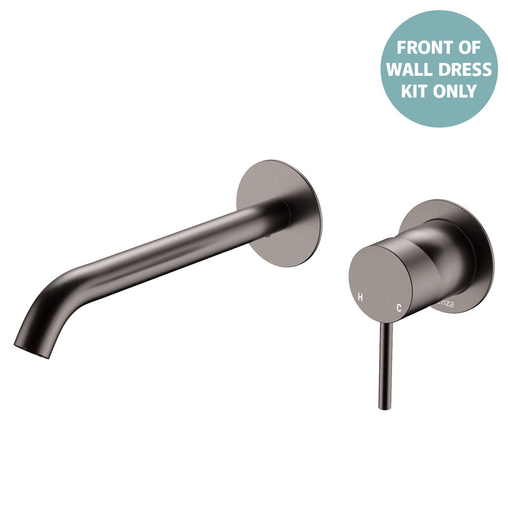 Kaya Basin/Bath Wall Mixer Dress Kit, Round Plates, 200mm Outlet - Trim Kit Only in Gun Metal