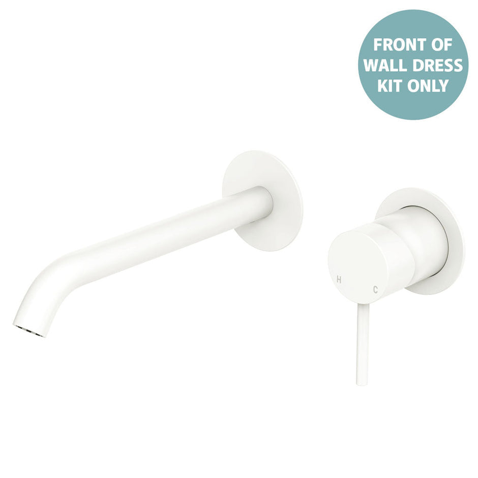 Kaya Basin/Bath Wall Mixer Dress Kit, Round Plates, 200mm Outlet - Trim Kit Only in Matte White