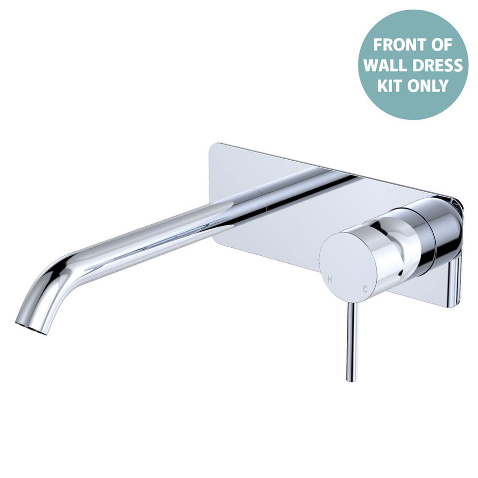 Kaya Basin/Bath Wall Mixer Dress Kit, Rectangular Plate, 200mm Outlet - Trim Kit Only in Chrome