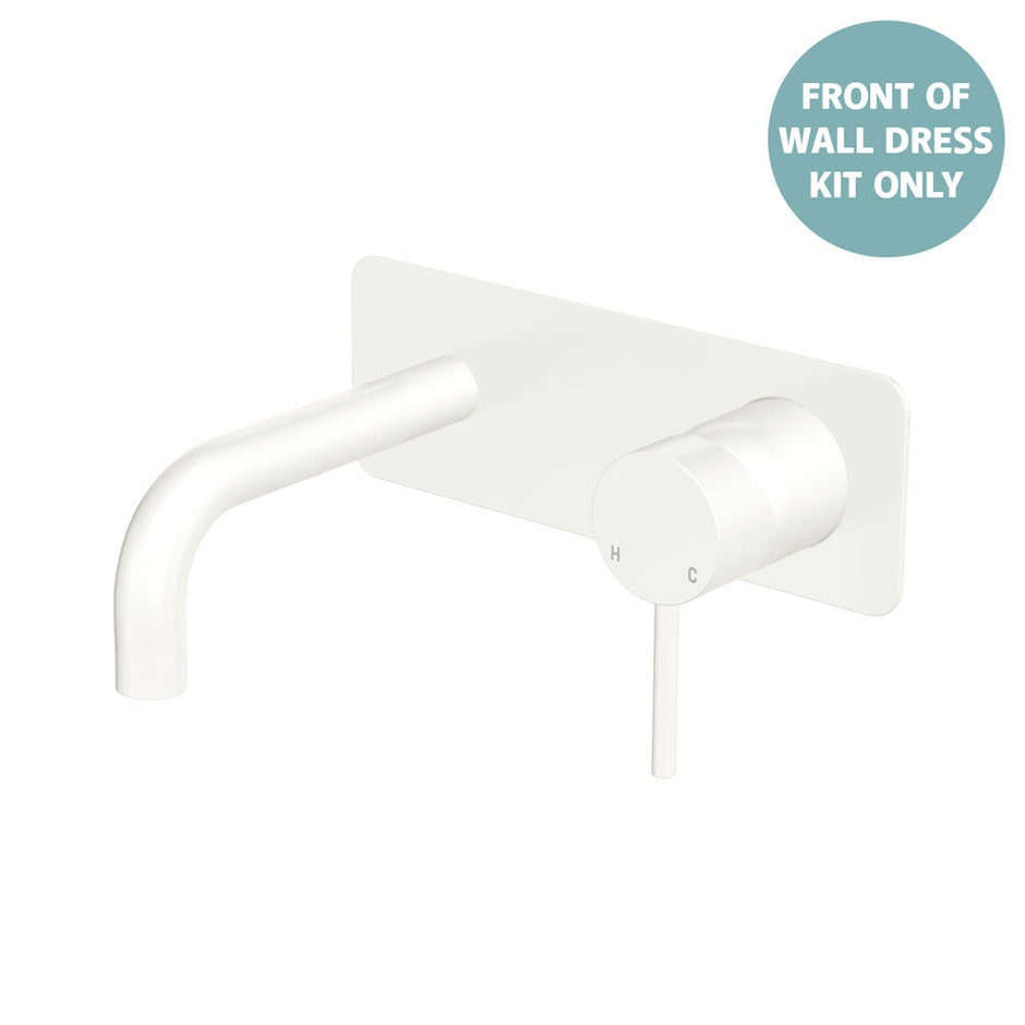 Kaya Basin/Bath Wall Mixer Dress Kit, Rectangular Plate, 130mm Outlet - Trim Kit Only in Matte White