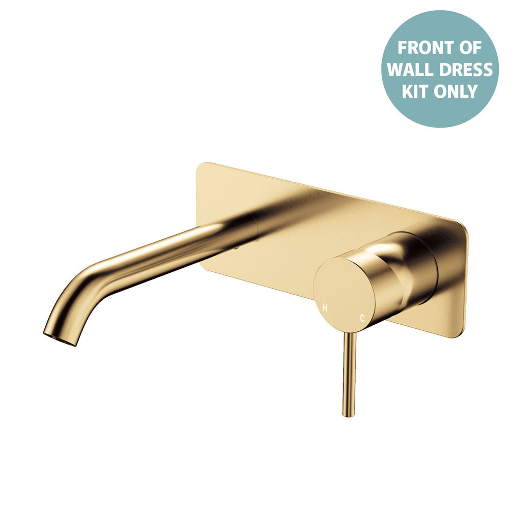 Kaya Basin/Bath Wall Mixer Dress Kit, Rectangular Plate, 160mm Outlet - Trim Kit Only in Urban Brass